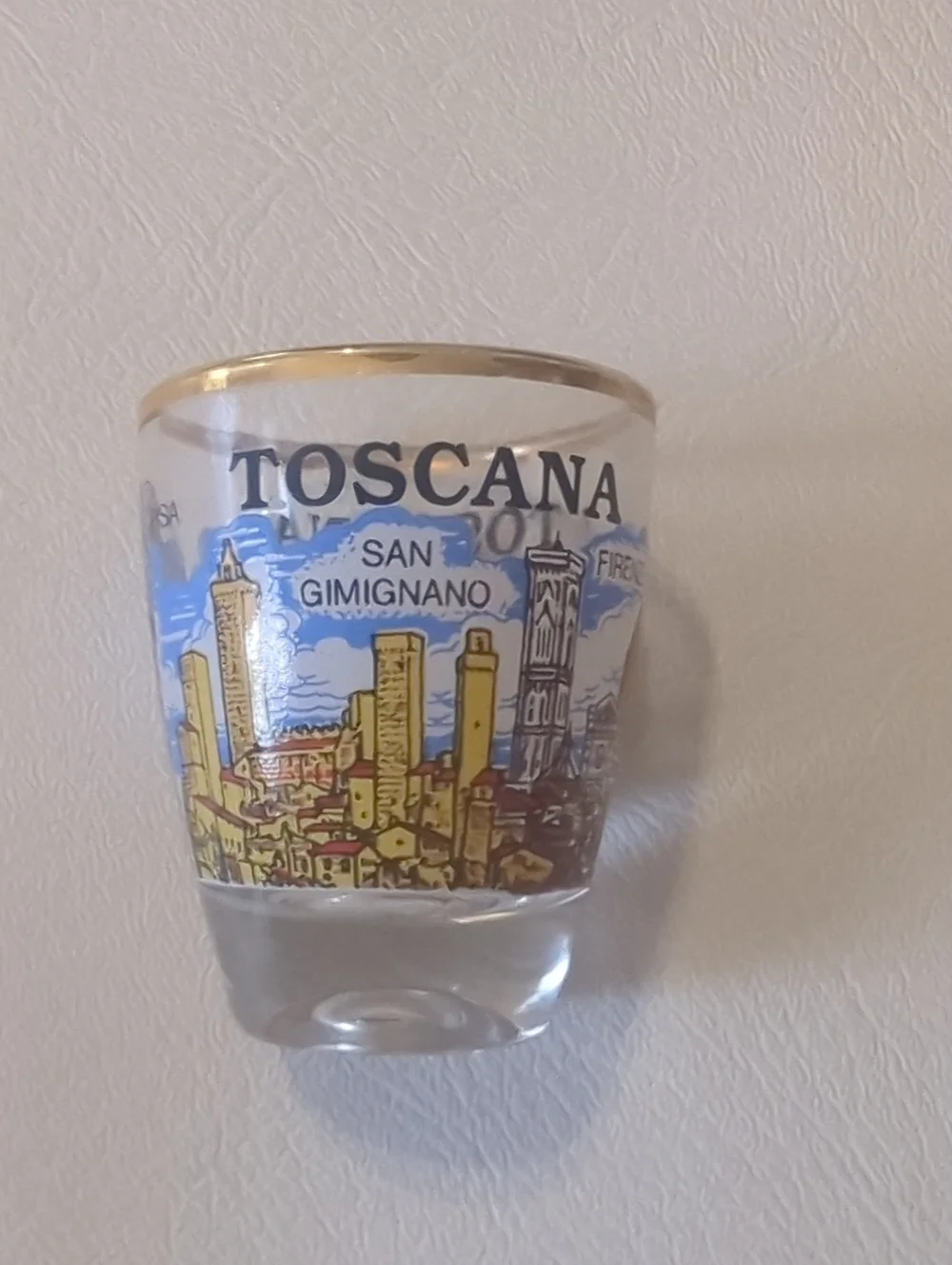 Set Of Italian Souvenir Shot Glasses Italy Tuscany Firenze Pisa Two Shot Glasses
